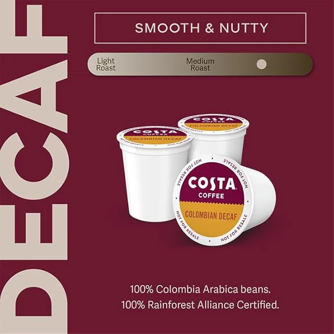 Costa Coffee Colombian Decaf Single Serve Pods - Single Origin - 10ct Box