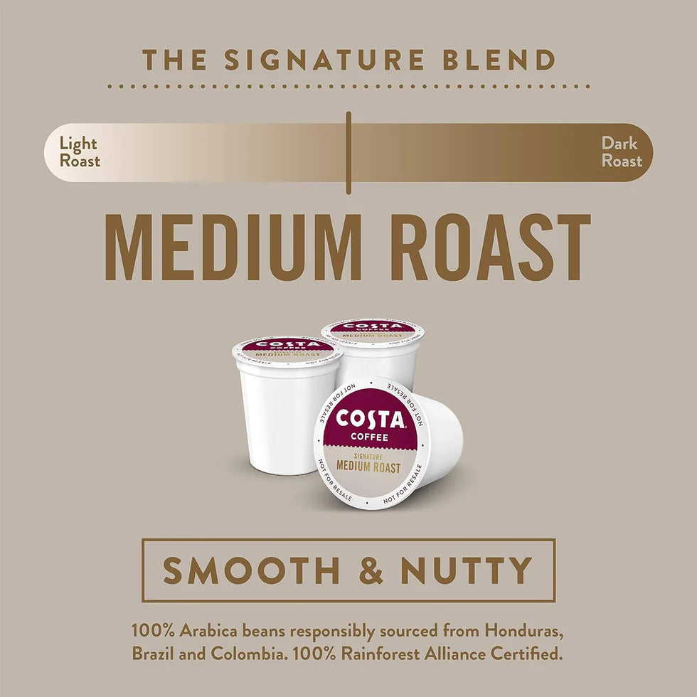Costa Coffee Medium Roast Single Serve Pods - Signature Blend - 10ct Box