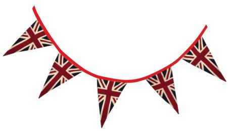 Vintage Union Jack Fabric Bunting, 5m (12 Flags)