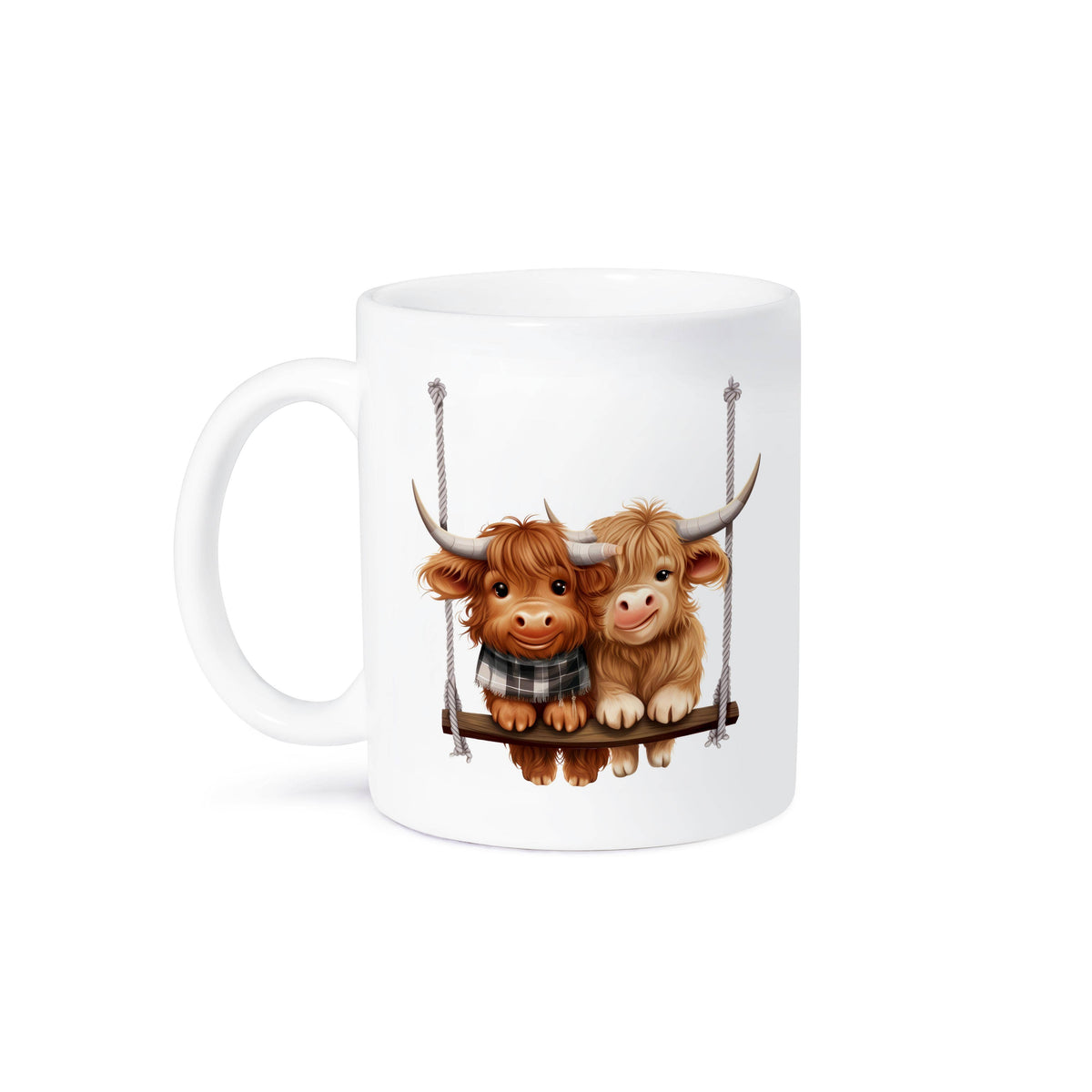 Highland Cows on a Swing Ceramic Mug 11oz