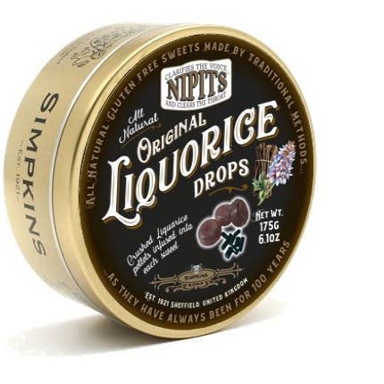 Simpkins Nipits Original Liquorice Drops 175g Tin