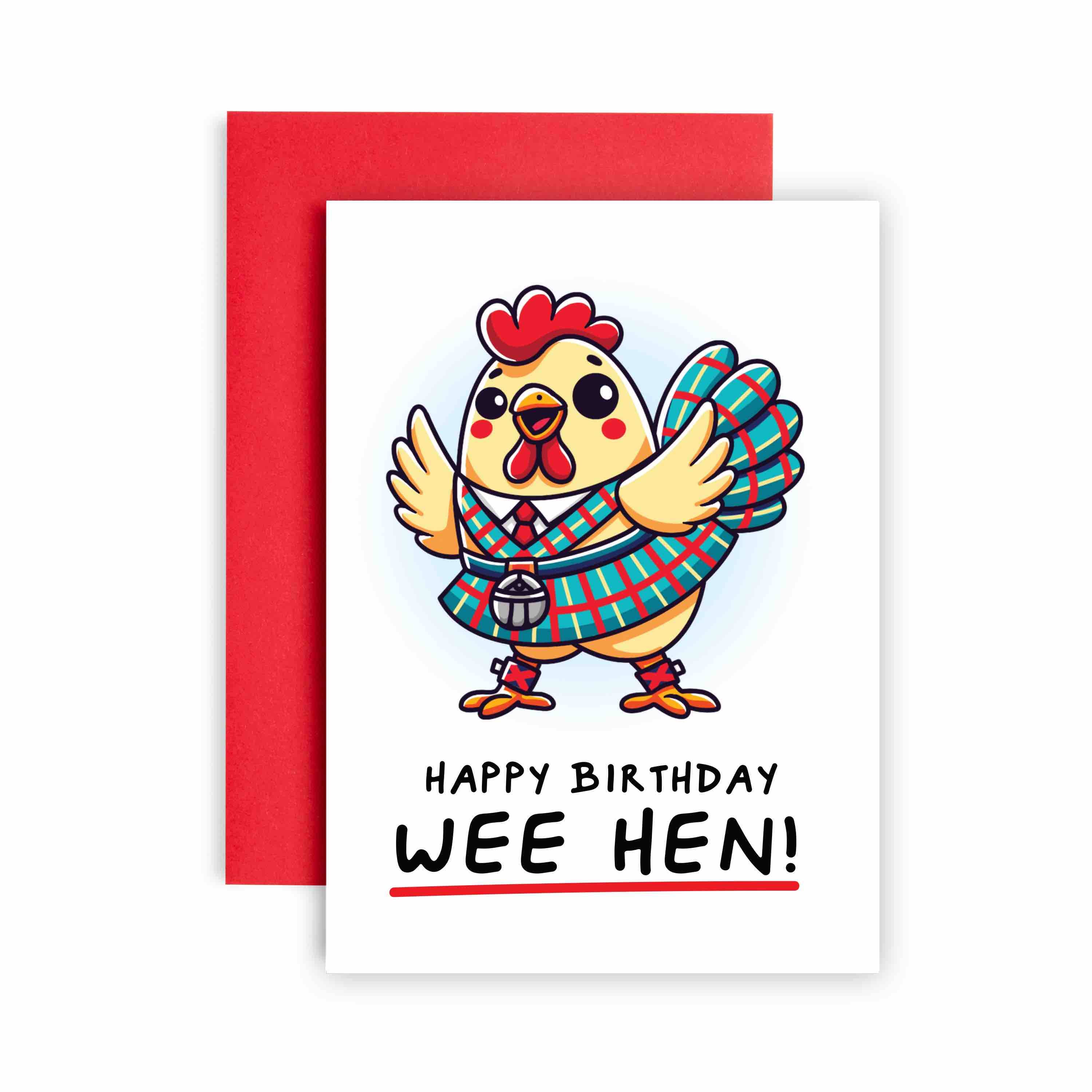 Happy Birthday Wee Hen Funny Scottish Birthday Card