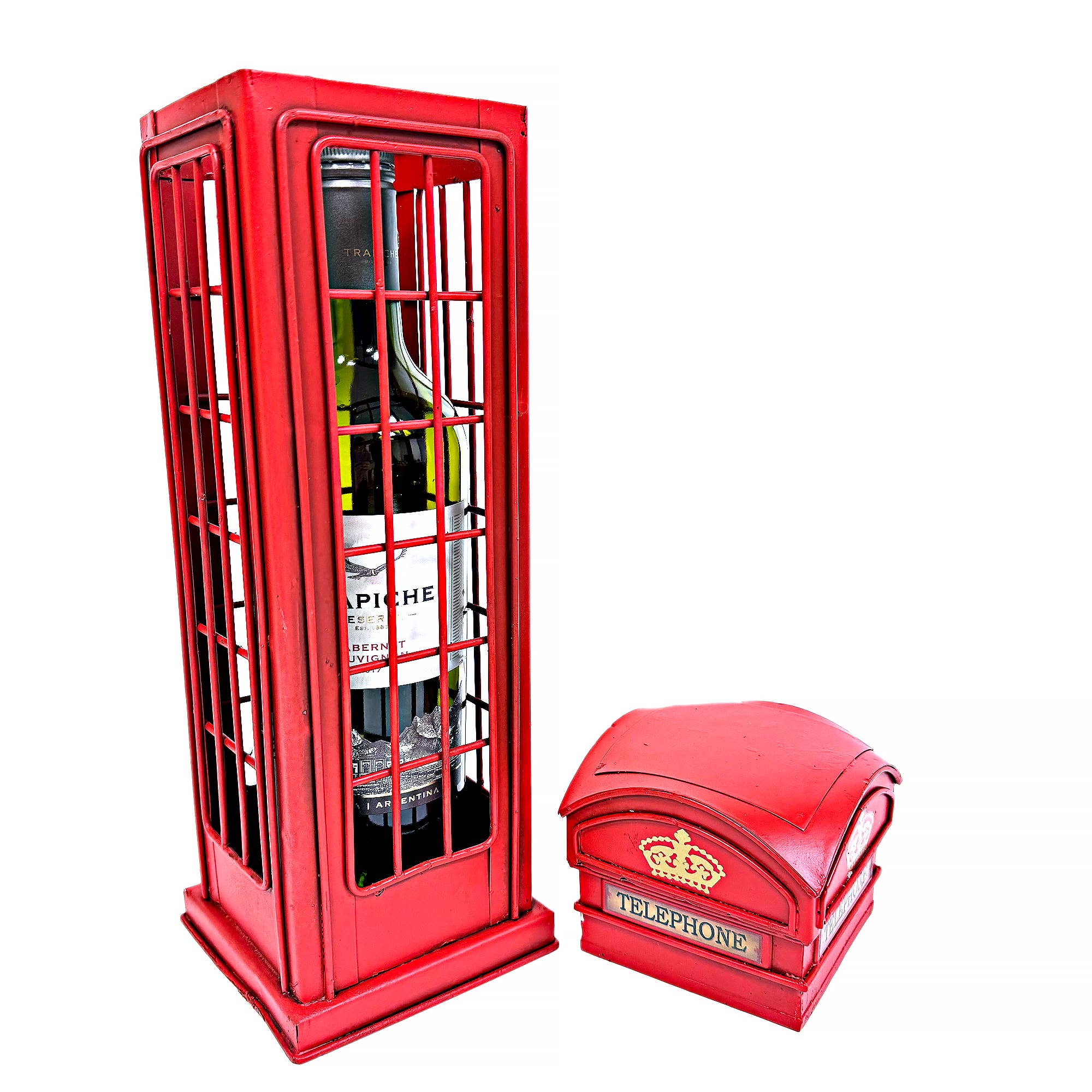 Metal Telephone Box Single Wine Carrier