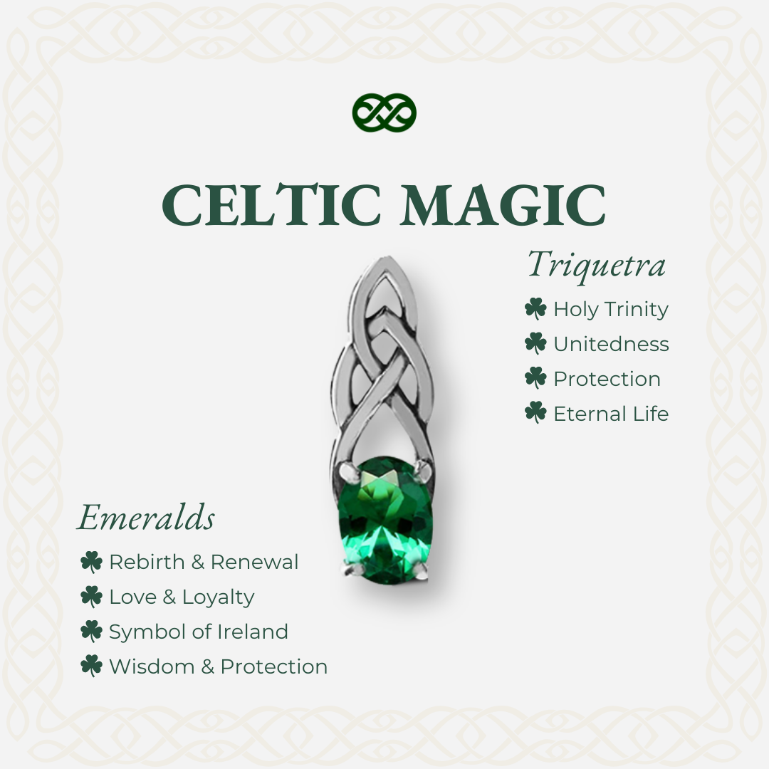 Celtic Magic™ Earrings — 18K White Gold | Oval Emerald