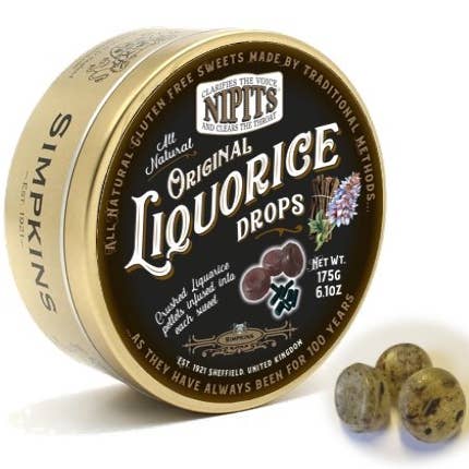 Simpkins Nipits Original Liquorice Drops 175g Tin