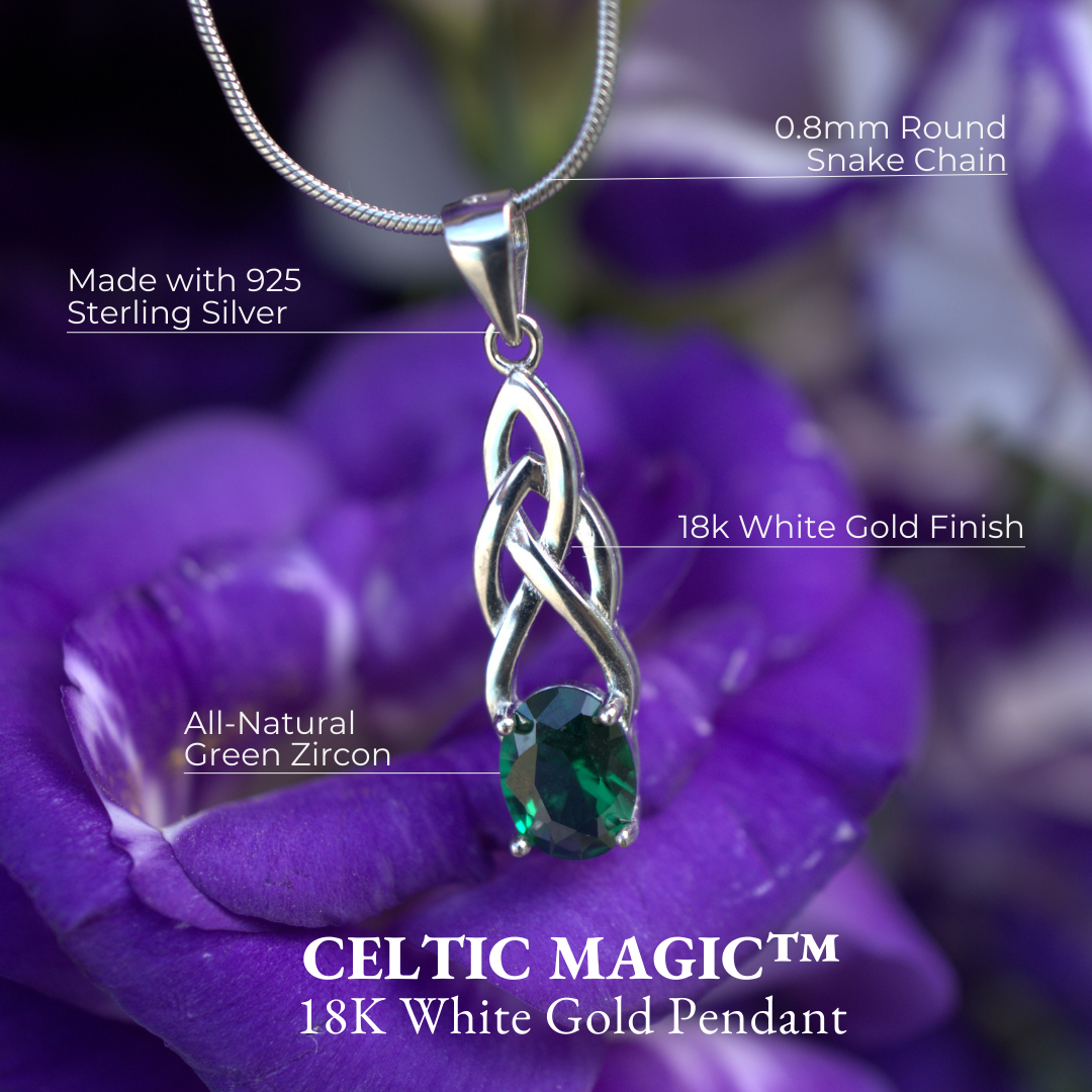 Celtic Magic™ Pendant — 18K White Gold | Oval Emerald