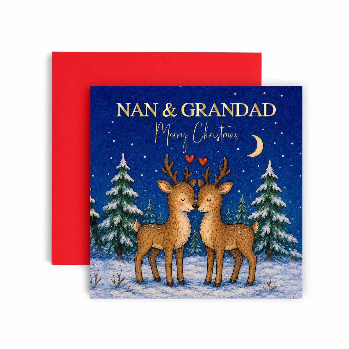 Elegant Reindeer Christmas Nan & Grandad Card