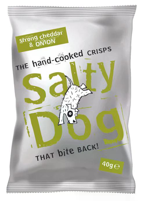 Stong Cheddar & Onion - Salty Dog Crisps 40g