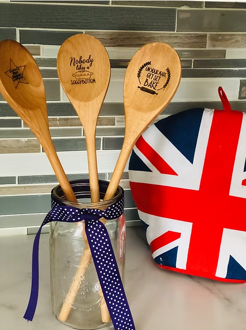 Set of Three Wooden Bake Off Themed Spoons