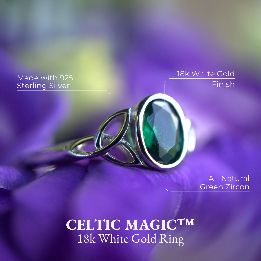 Celtic Magic™ Ring — 18K White Gold | Oval Emerald