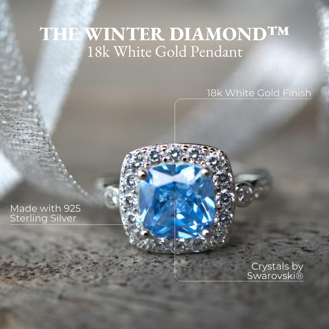 Winter Diamond™ Ring — 18K White Gold | Cushion Blue Topaz