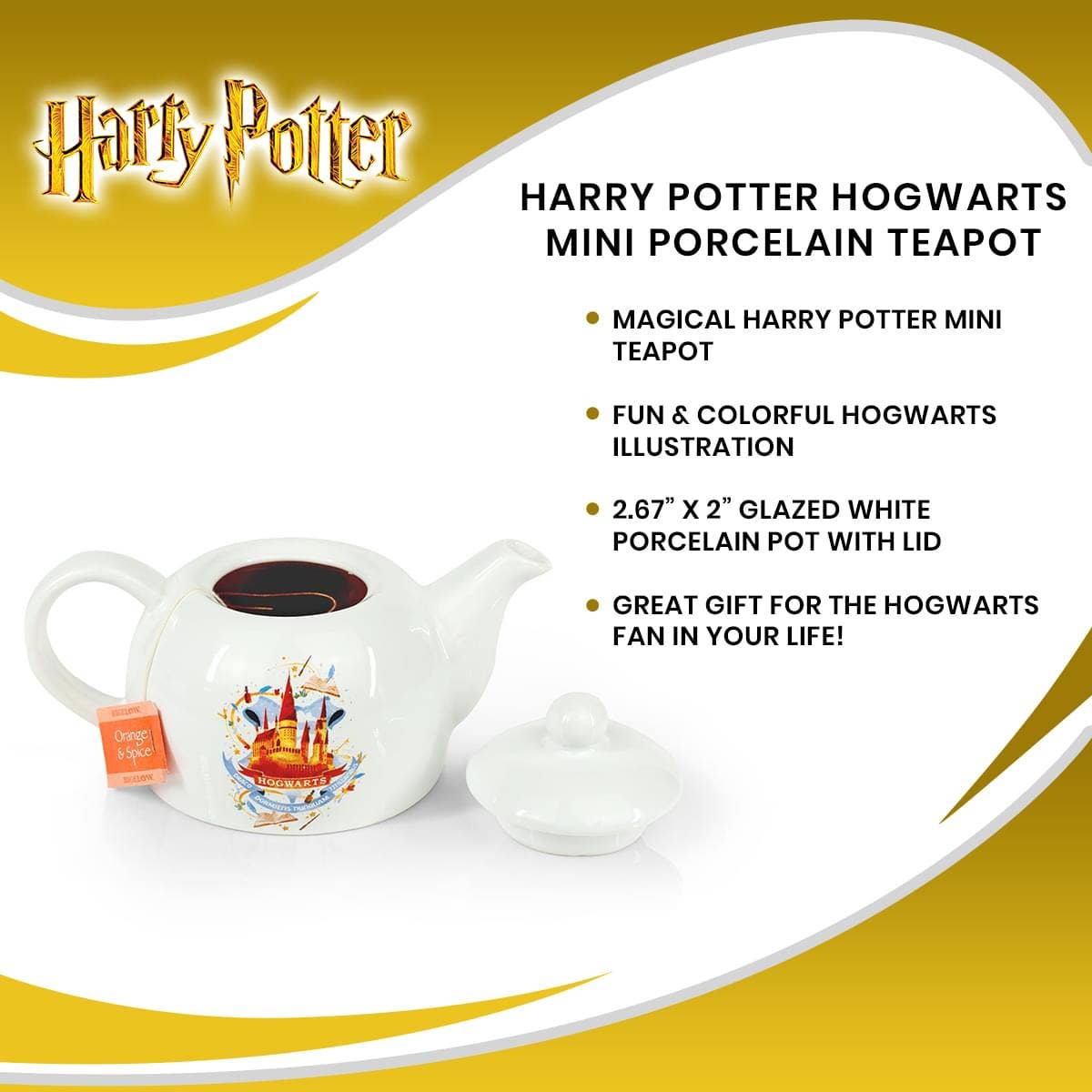 Harry Potter Hogwarts Mini Porcelain Teapot 5oz, Hogwarts collectible teapot, Harry Potter Christmas gift, Wizarding World tea accessory