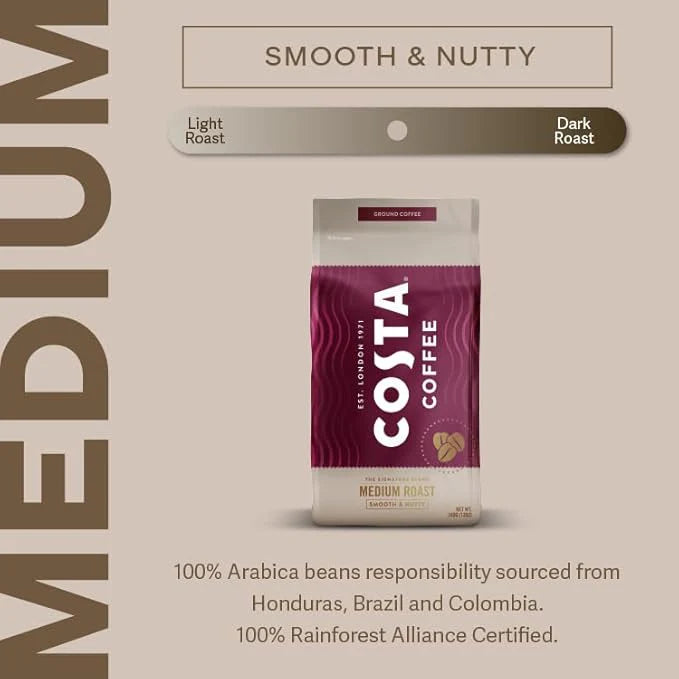 Costa Medium Roast Ground Coffee - 12oz Bag