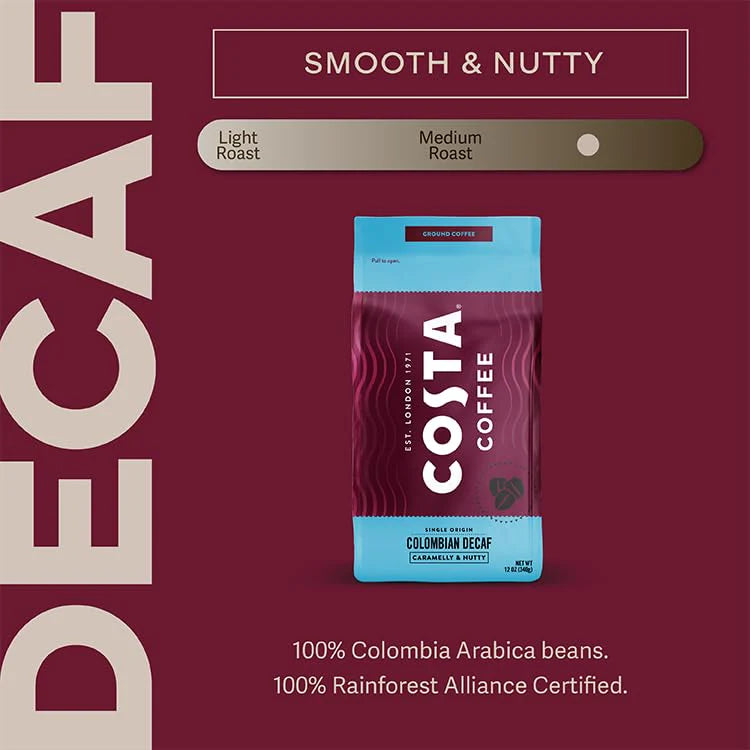 Costa Decaf Ground Coffee - 12oz Bag