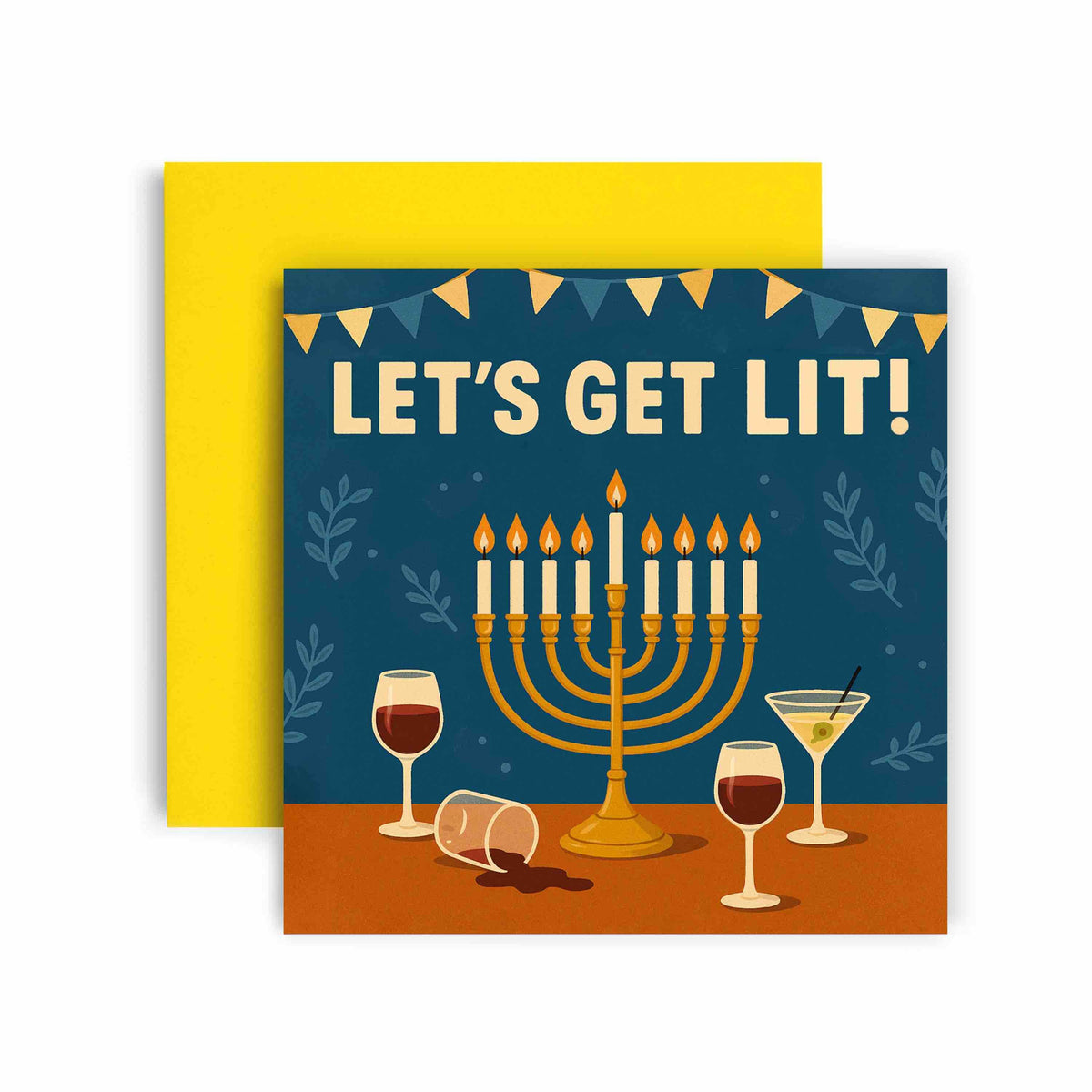 Let's get Lit Menorah Hanukkah Card