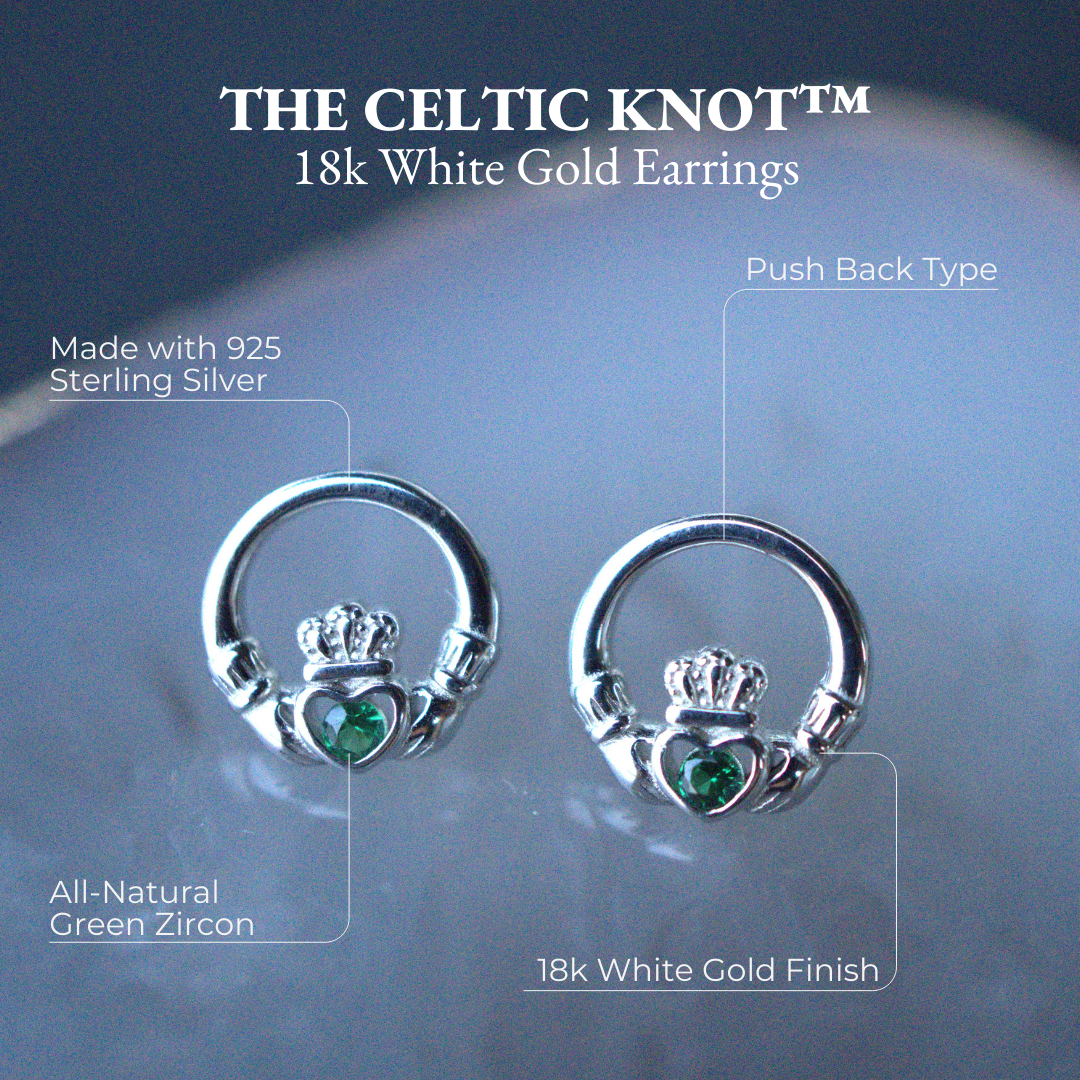 The Claddagh™ Earrings — 18K White Gold | Emerald
