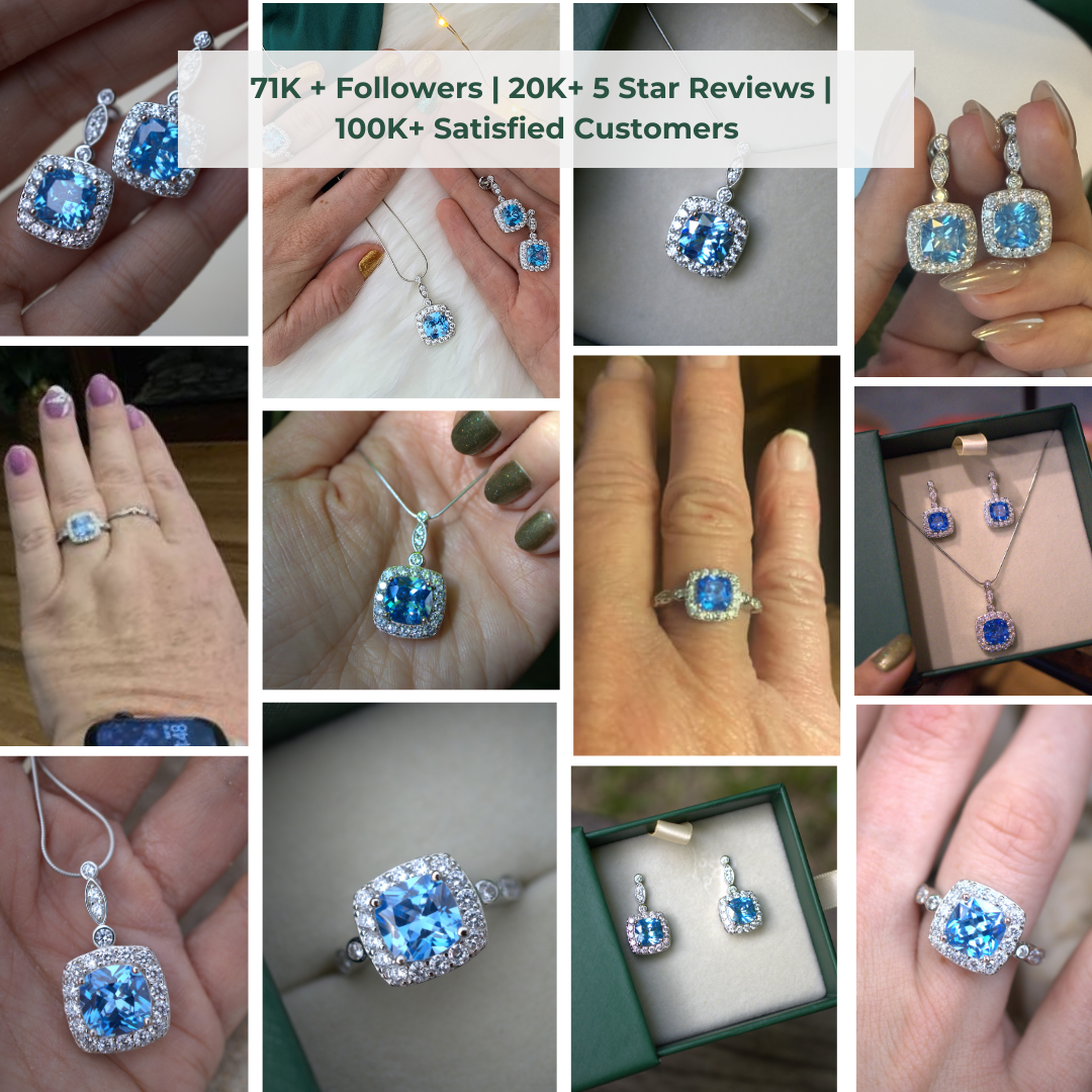 Winter Diamond™ Earrings — 18K White Gold | Cushion Blue Topaz