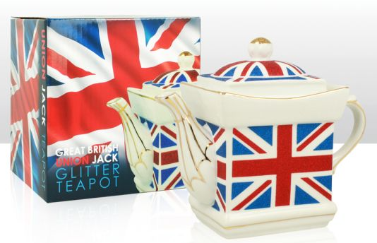 Union Jack Glitter Square Teapot