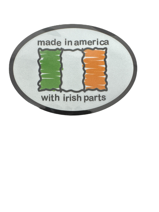 Made in America with Irish Parts Oval Reflective Decal