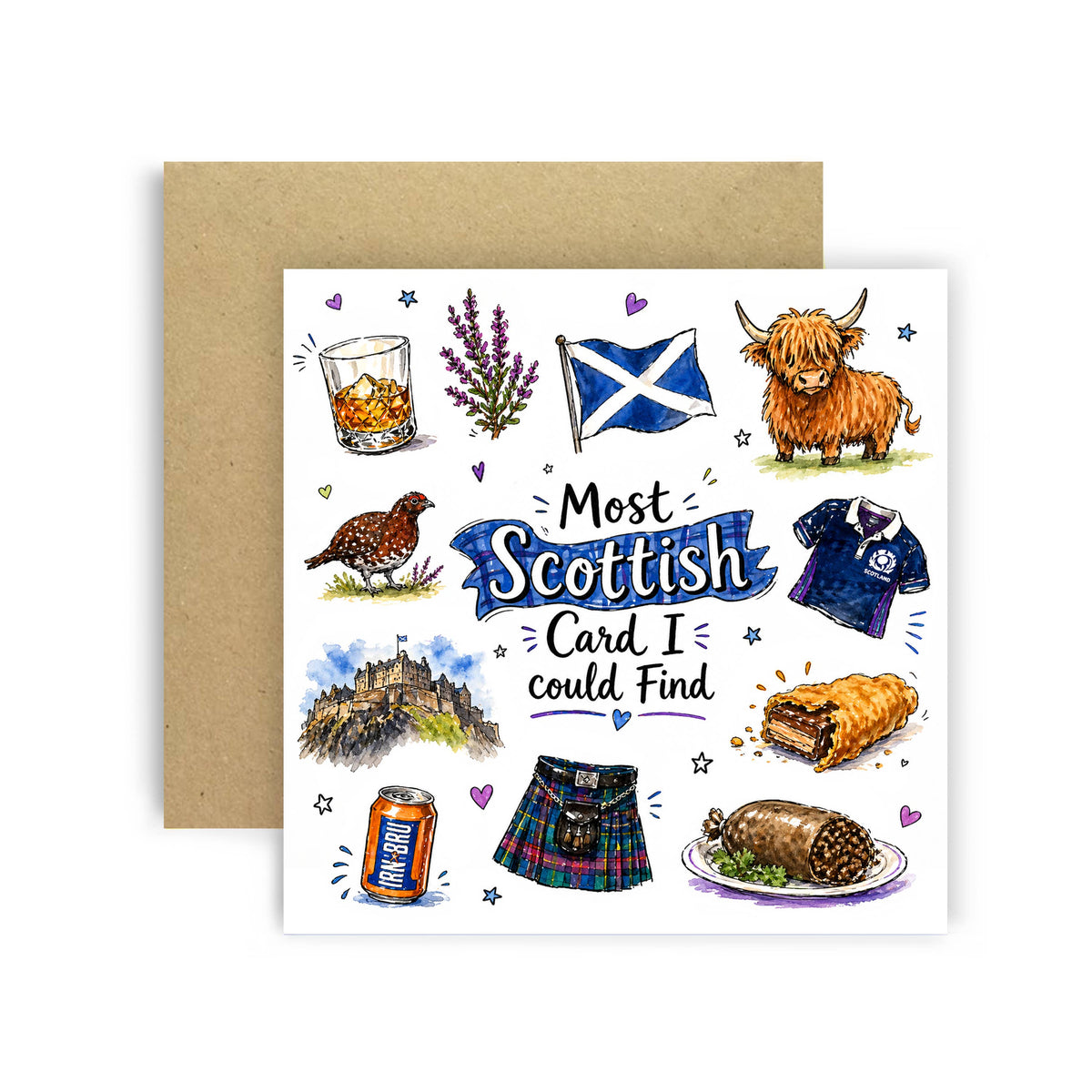 Funny Scottish-Themed Card with Iconic Scottish Favourites