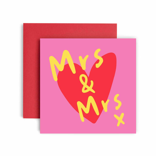 Mrs & Mrs LGBTQ+ Lesbian Wedding Card