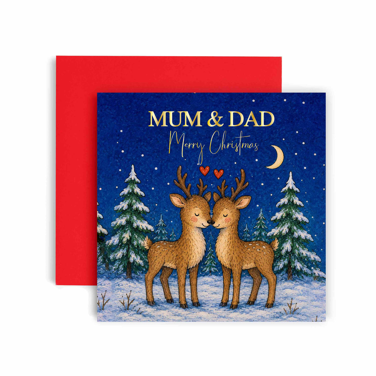Elegant Reindeer Christmas Mum & Dad Card