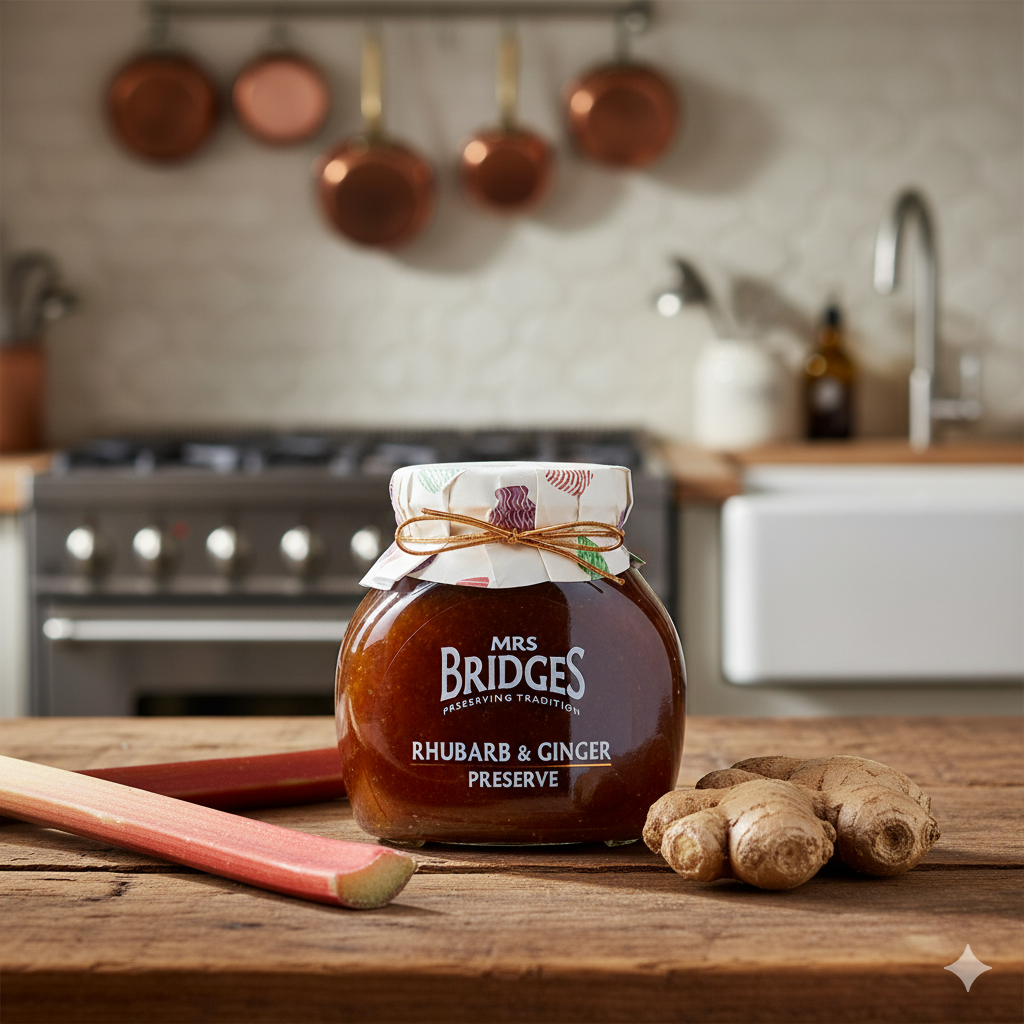 Mrs Bridges Rhubarb & Ginger Preserve 12oz jar