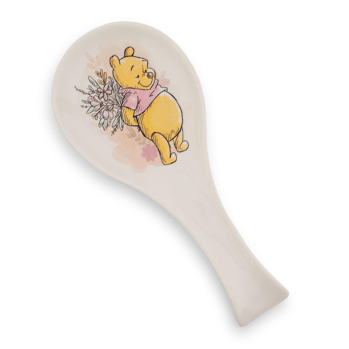 Disney Winnie the Pooh Floral Ceramic Spoon Rest Holder, Pooh kitchen accessory, floral ceramic utensil rest, Winnie the Pooh gift
