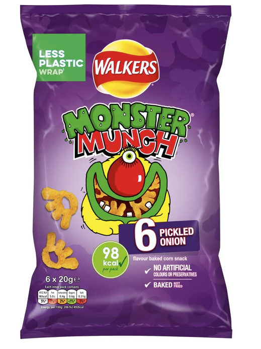 Walkers Monster Munch Pickled Onion 6pk 120g
