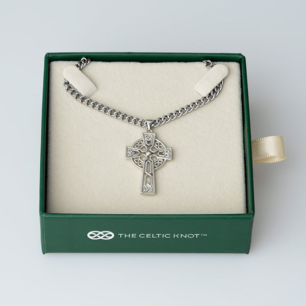 Celtic Cross™ Men's Pendant — 18K White Gold Necklace