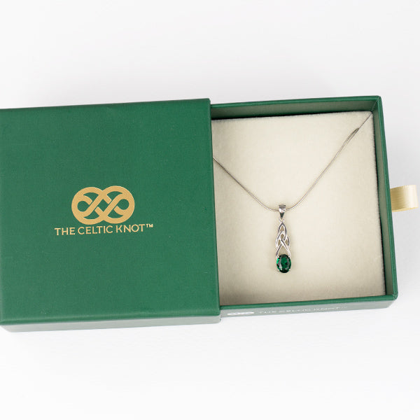Celtic Magic™ Pendant — 18K White Gold | Oval Emerald