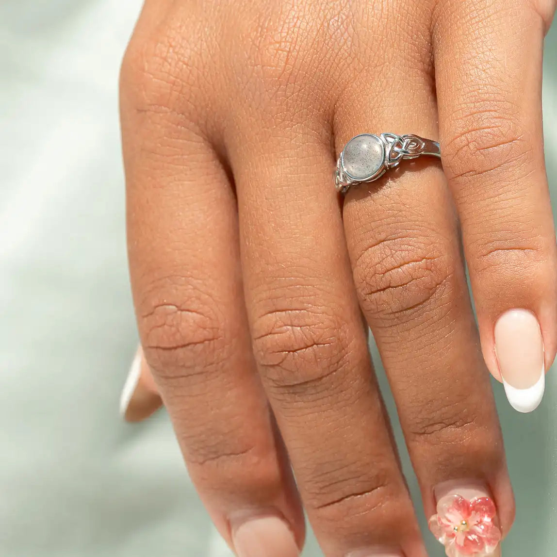 Celtic Mother™ Ring — 18K White Gold | Moonstone