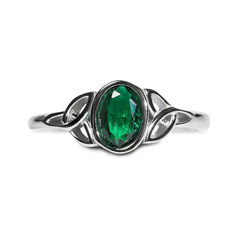 Celtic Magic™ Ring — 18K White Gold | Oval Emerald