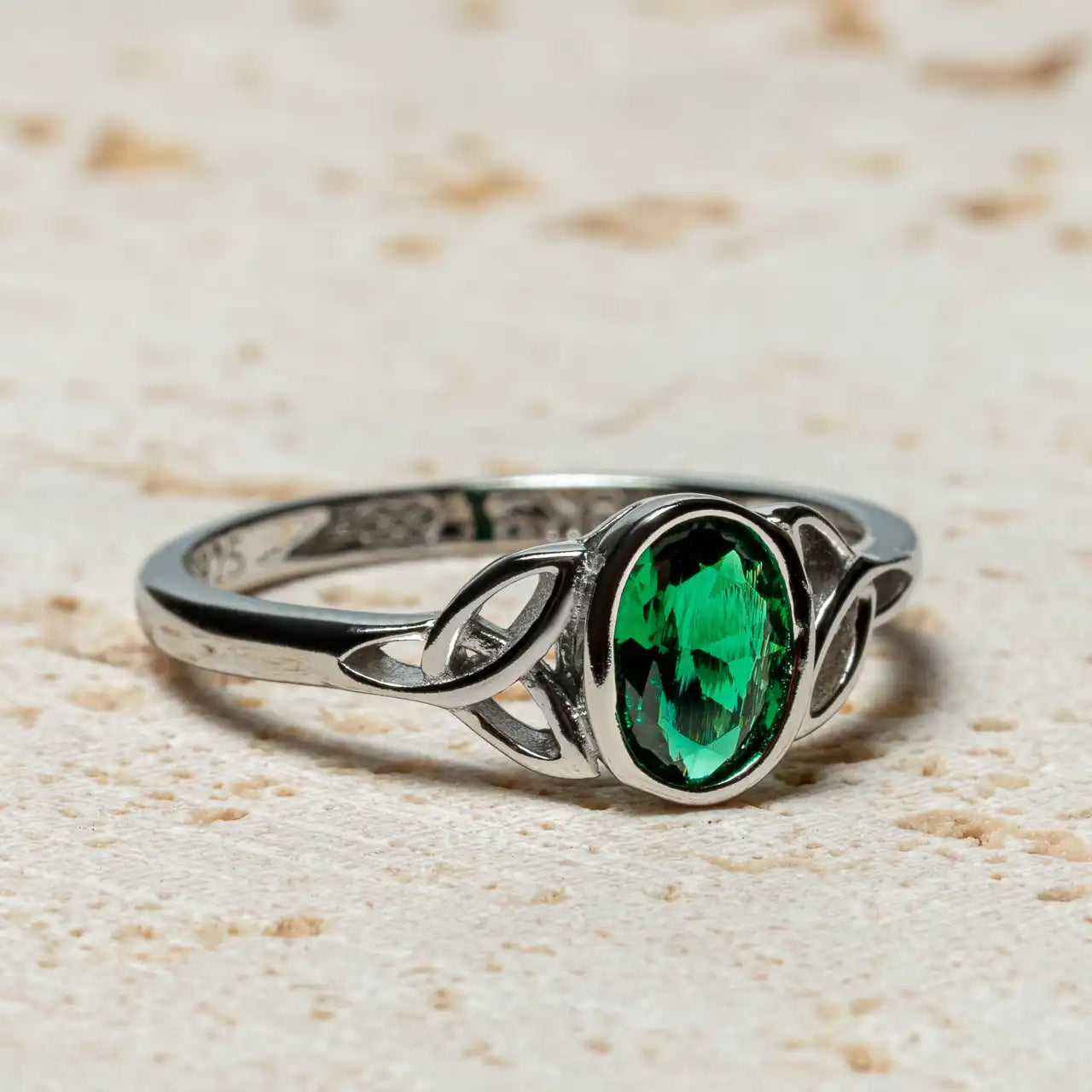 Celtic Magic™ Ring — 18K White Gold | Oval Emerald