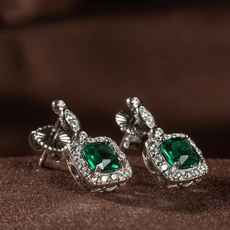 Enchanted Emerald™ Earrings — 18K White Gold | Diamond Accent