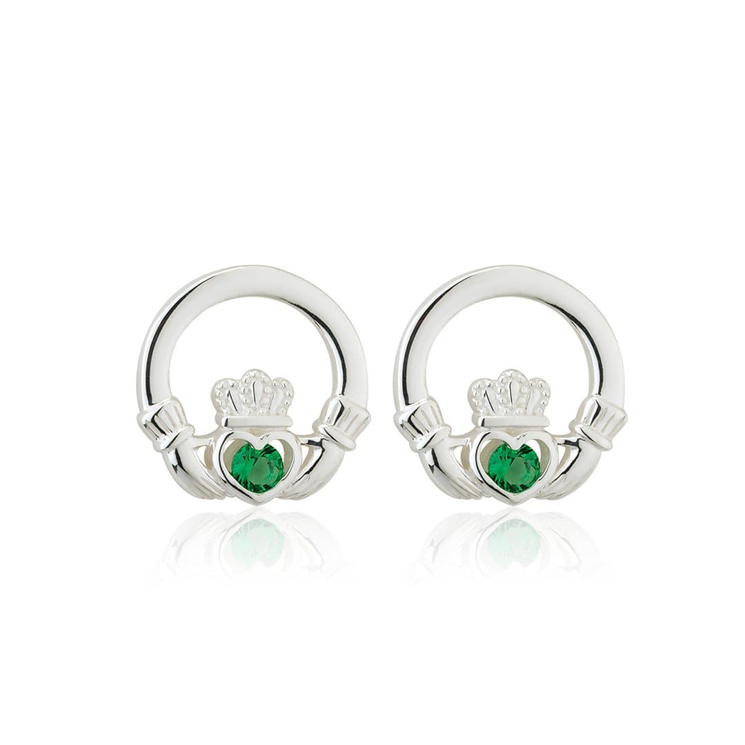The Claddagh™ Earrings — 18K White Gold | Emerald