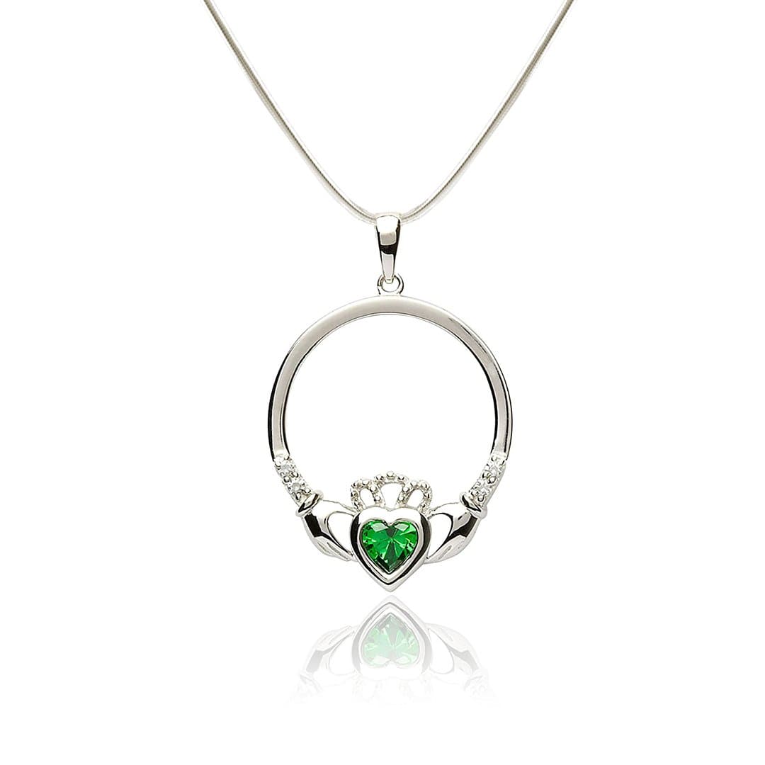 The Claddagh™ Pendant — 18K White Gold | Emerald Heart