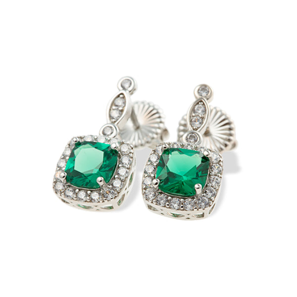 Enchanted Emerald™ Earrings — 18K White Gold | Diamond Accent