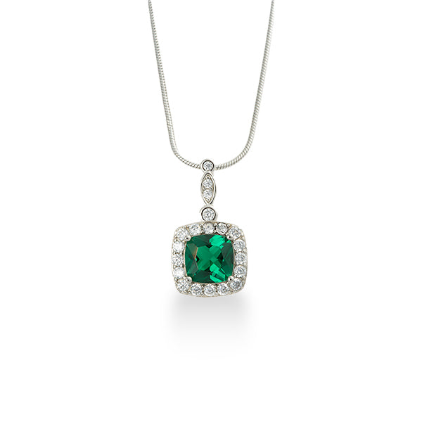 Enchanted Emerald™ Pendant — 18K White Gold | Diamond Accent
