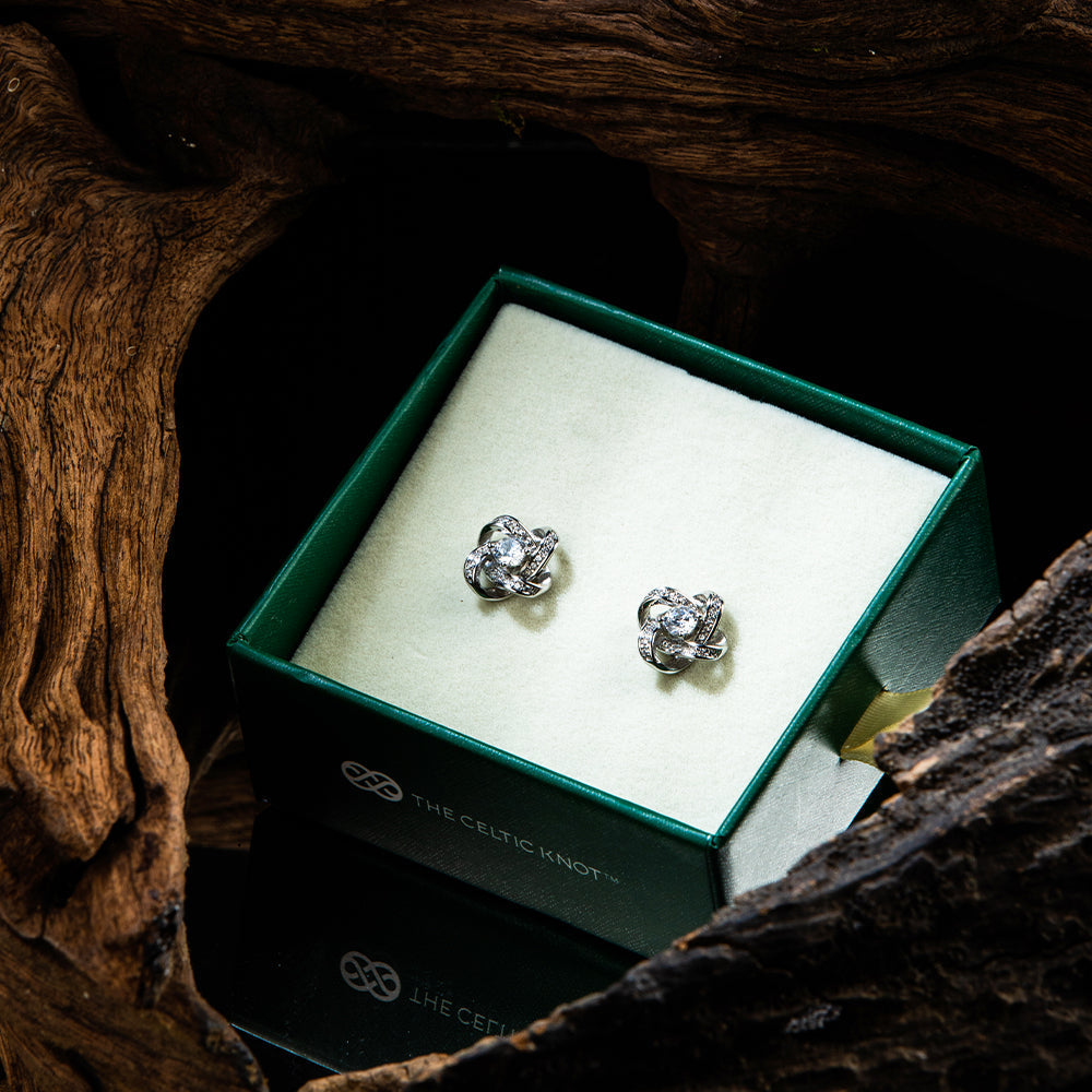 Celtic Knot™ Earrings — 18K White Gold | Diamond