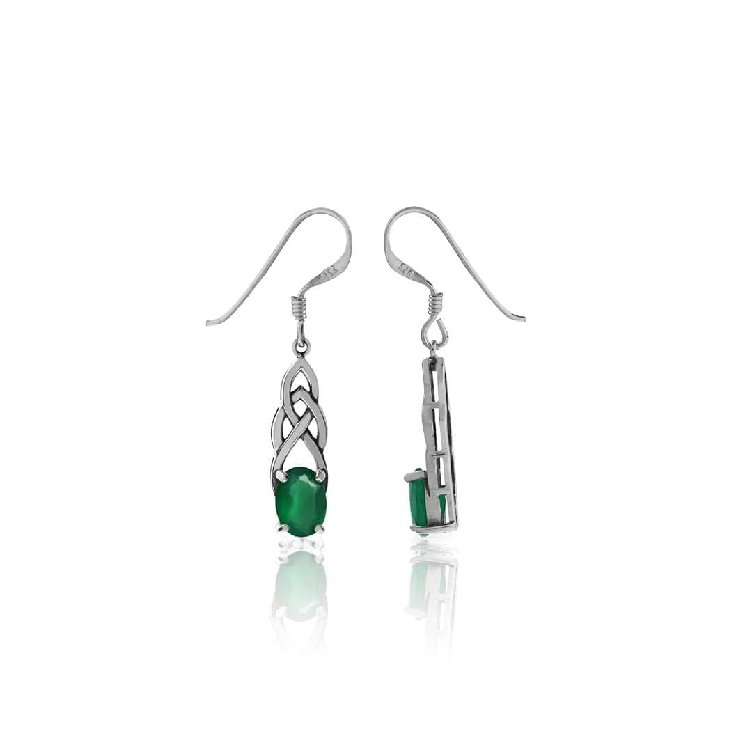 Celtic Magic™ Earrings — 18K White Gold | Oval Emerald