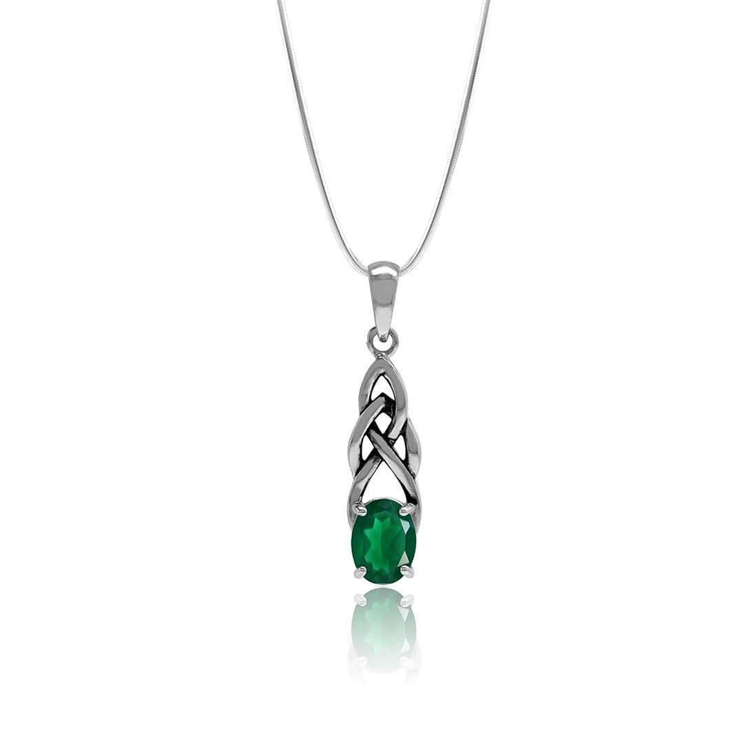 Celtic Magic™ Pendant — 18K White Gold | Oval Emerald