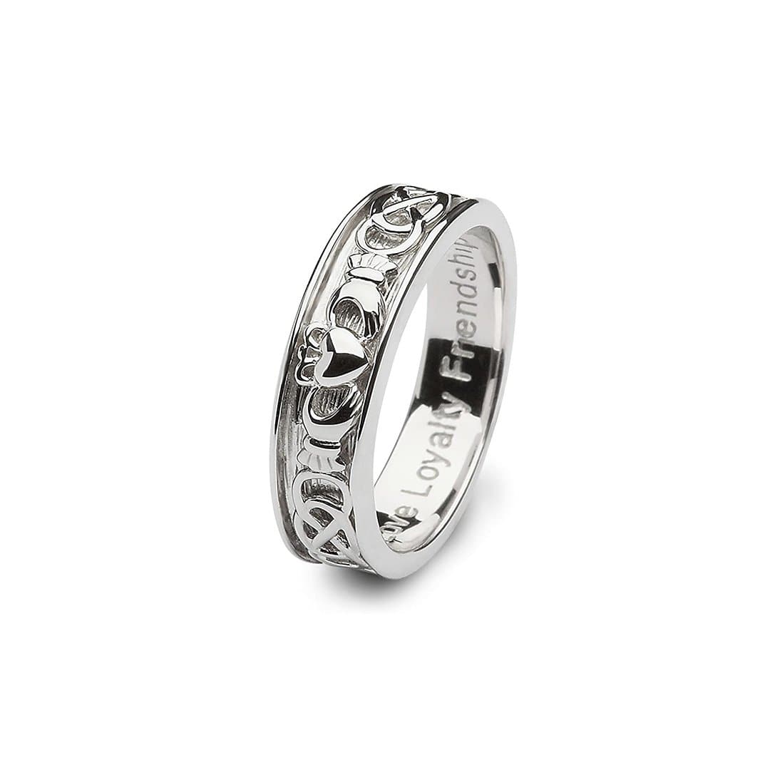 Men's Claddagh™ Ring — 18K White Gold Band