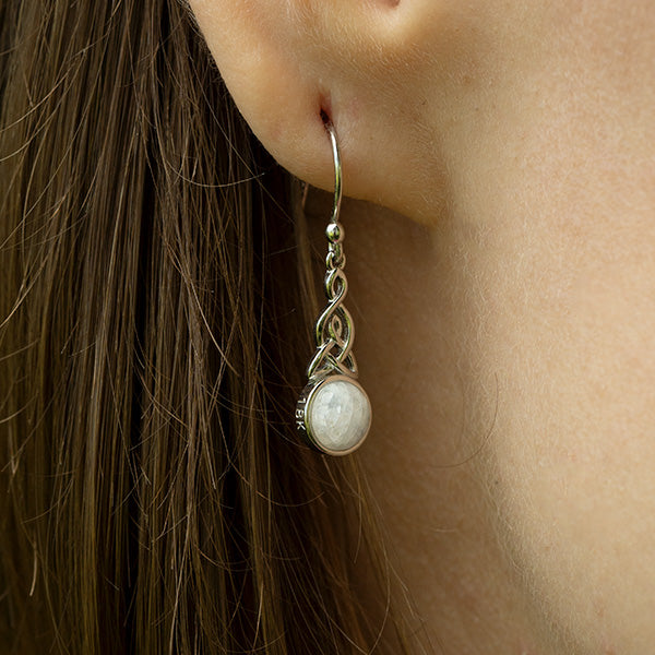 Celtic Mother™ Earrings — 18K White Gold | Moonstone