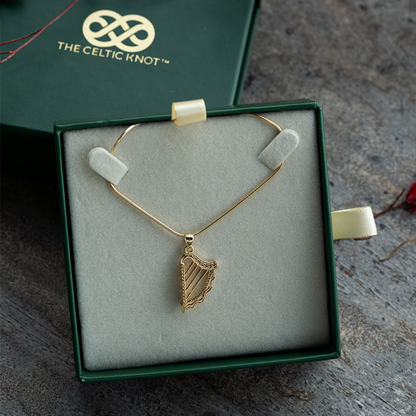 Celtic Harp™ Pednant — 18K Yellow Gold Necklace