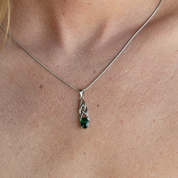 Celtic Magic™ Pendant — 18K White Gold | Oval Emerald