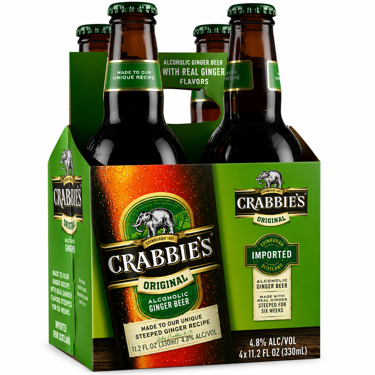 Crabbie's Alcoholic Ginger Beer 4pk 11.2oz Glass Bottles