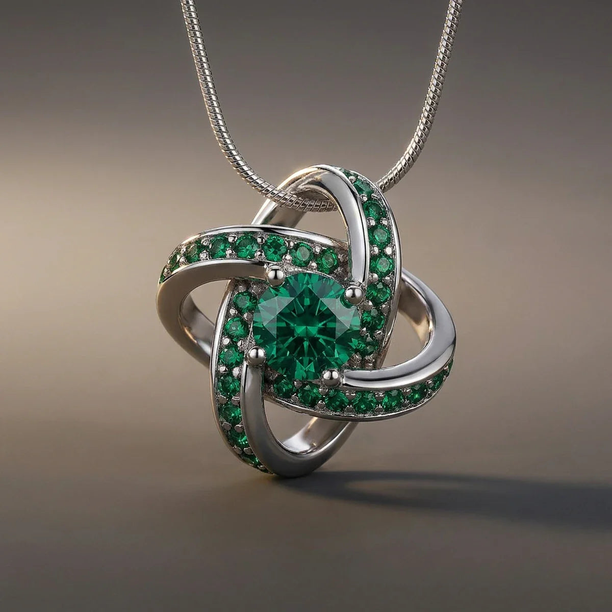 Celtic Knot™ Pendant — 18K White Gold | Emerald