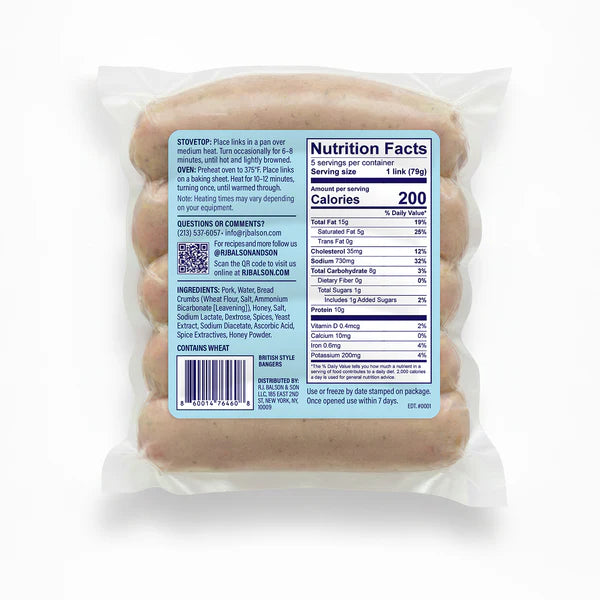 RJ Balson & Son British Style Banger