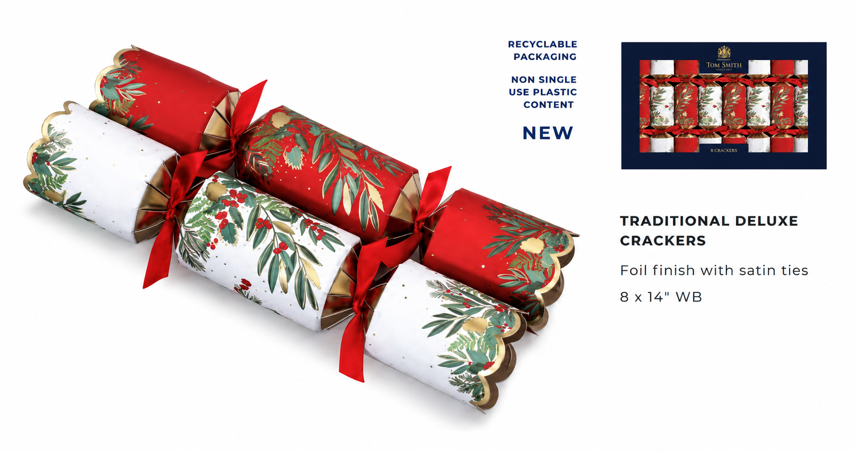 Tom Smith's Red Family Crackers 8 Pack (8x14")